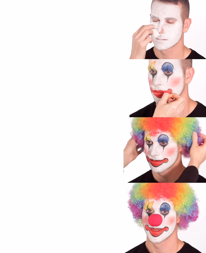 What is the origin of the tramp clown makeup?