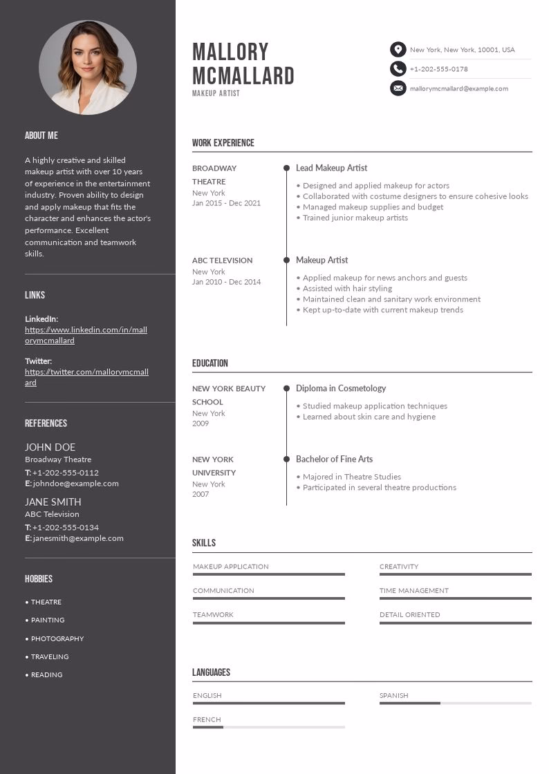 How do I write a makeup CV?