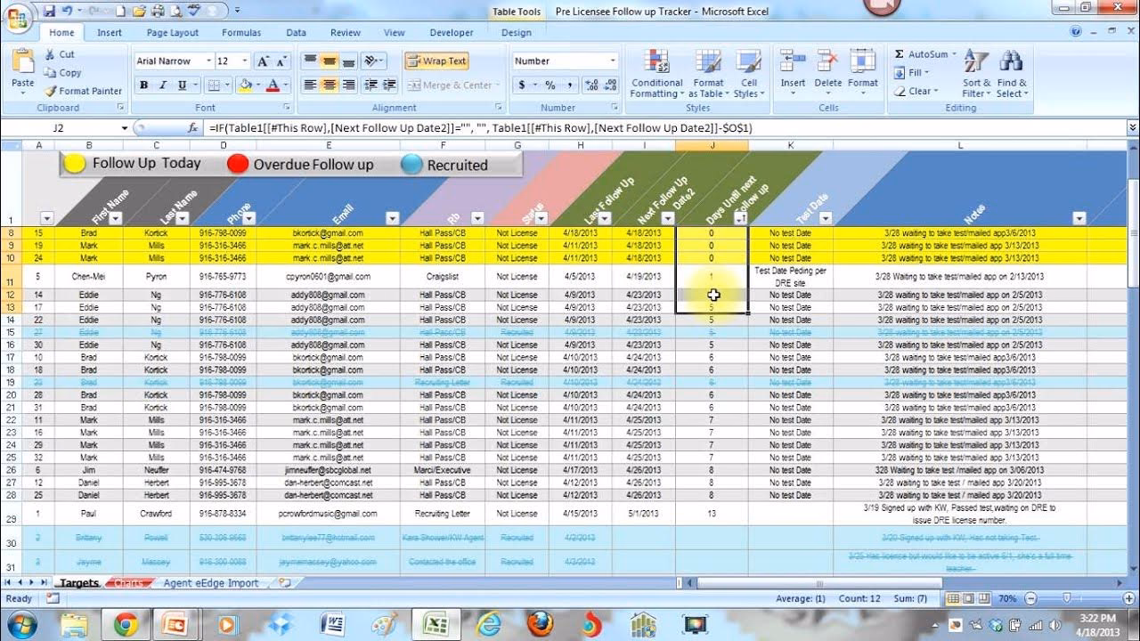 How to set a follow-up reminder in Excel?