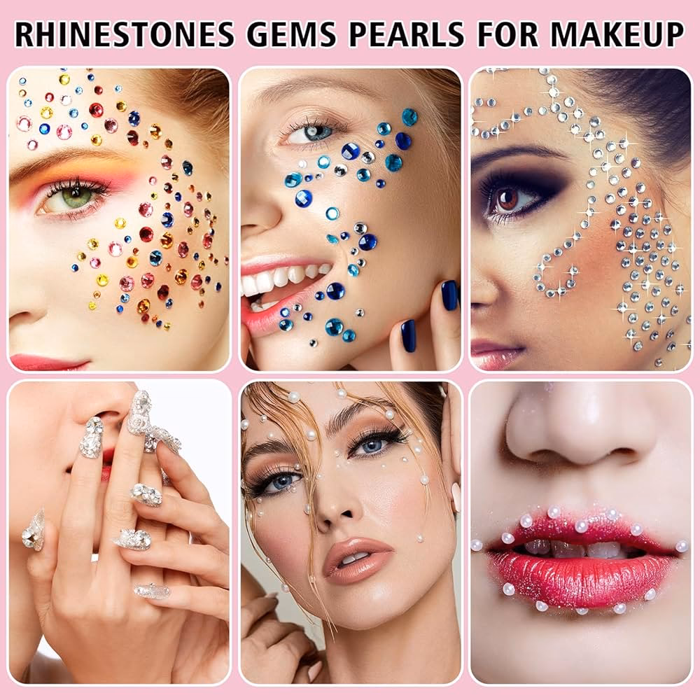 ¿Cómo pegar gemas faciales a la cara?