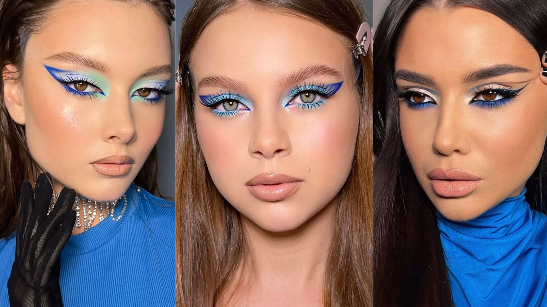 ¿Qué maquillaje queda con un vestido azul marino?