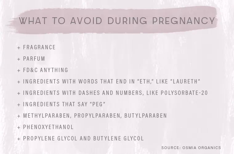 What cosmetic ingredients are not safe during pregnancy?
