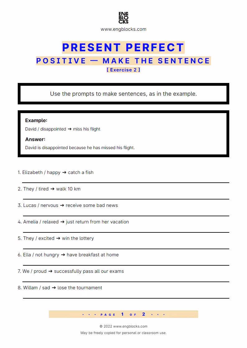 What are 10 sentences in present perfect?