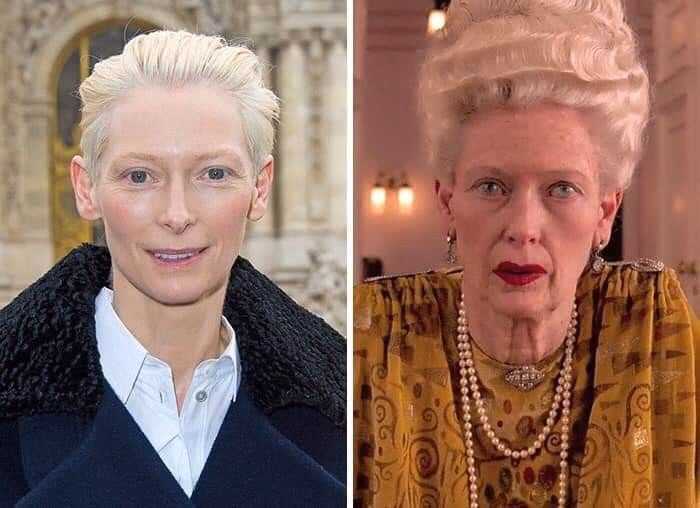 Does Tilda Swinton wear eye makeup?