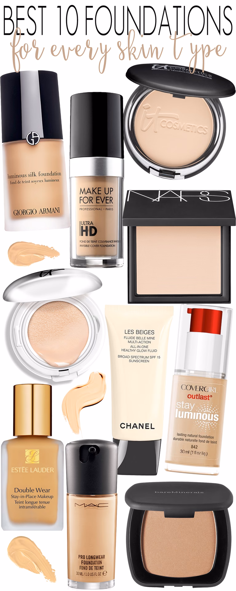 What are the three main types of bases in makeup?