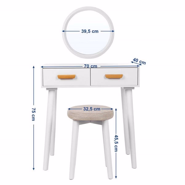 What is the standard size of a vanity table?